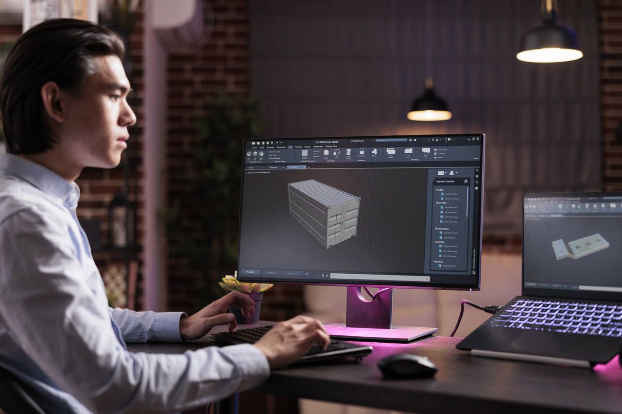Designer working on a digital 3D model
